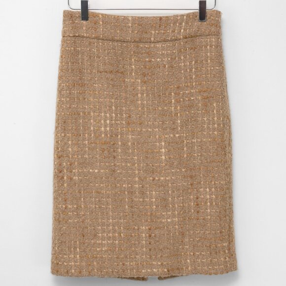Dolce & Gabbana Pencil Skirt Wool Blend Tweed Tan Beige Textured Size 46 (US 10) - Picture 1 of 7